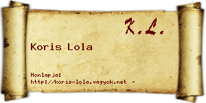 Koris Lola névjegykártya